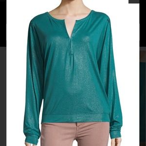 Free People Olivia Crew Neck Green top Blouse S